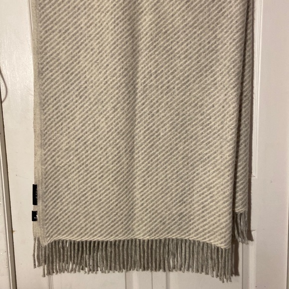 Klippan Swedish Wool Gray Striped Blanket made in Latvia - Picture 1 of 6